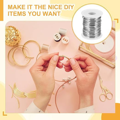 uxcell 16 Gauge / 1.5mm Anodized Aluminum Wire for Jewelry Craft Making, 102 Feet Bendable Flexible Wire for DIY Home Decor Gardening Sculpture, Silver