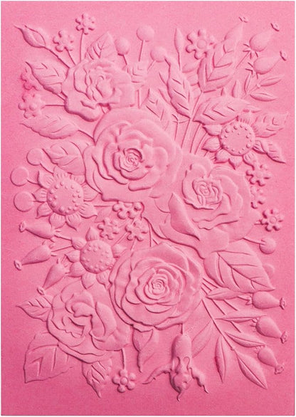 BAOFALI 3D Embossing Folder for Card Making,Rose Garden Clear Plastic Texture Fades Embossing Folder Template for Scrapbooking and Other Paper Craft Album Stamps DIY Decoration 6.3" L x 4.5" W