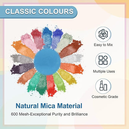 uxcell 10g/0.35oz Cosmetic Grade Mica Powder, 600 Mesh Mica Powder Natural Resin Epoxy Pigment Powders for Casting Resin, Candle Dye, DIY Nail Polish and Lip Gloss, Medium Blue