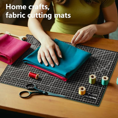 Worklion Self Healing Craft Mat: 18"x12" Rotary Cutting Mat for Sewing,Quilting,Leather,Craft,Fabric,Model,Art,Clay,5-layer 2-sided Cutting Mat, green and black