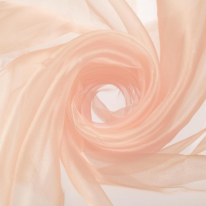 MECCANIXITY Iridescent Sheer Organza Fabric, 10 Yards x 59 Inches Solid Holographic Shiny Fabric Organza Cloth for Wedding, Curtains, Costume, Photo Background, Champagne