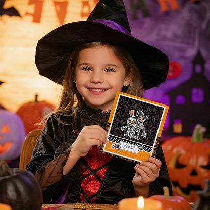 Halloween Clear Silicone stampReusable Stamp with Pumpkins, Skulls, Bats, Santa Claus, and Holiday Designs. Used for Making Cards, scrapbooks, and DIY templates (Halloween Skeleton)