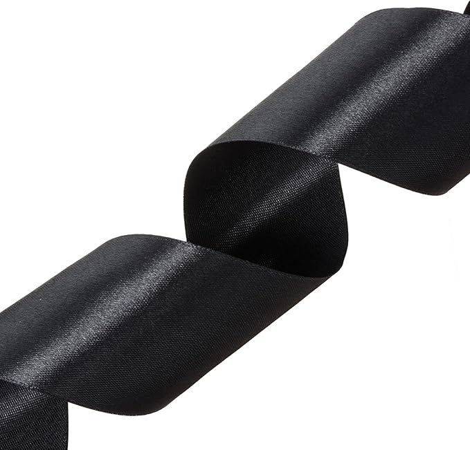 2 Inch Black Solid Satin Ribbon, 50 Yards Craft Fabric Ribbon for Gift Wrapping Floral Bouquets Wedding Party Decoration