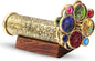 RII Handcrafted Etched Floral Pattern Lacquered Brass Kaleidoscope Includes Two Separate Turning Wheels-A Perfect Addition to any Collection. (7"x1.5")