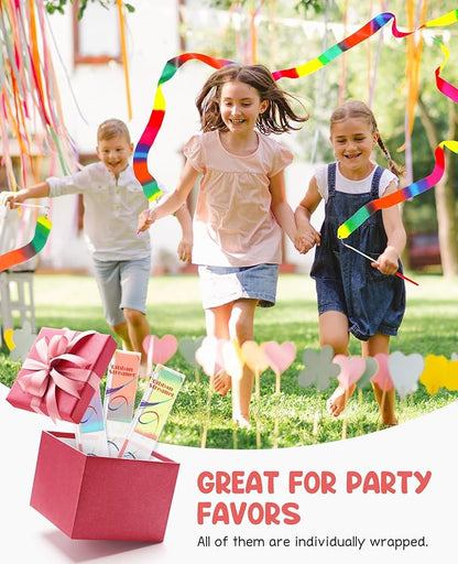 JoyCat 12 Pack Dance Ribbon Party Favors for Kids,Rainbow Birthday Decorations,Unicorn Princess Fairy Party Supplies,Girls Party Games,Gymnastics Goody Bag Stuffers