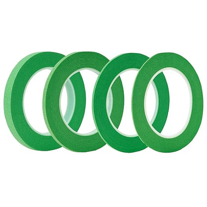 QDiShi 4 Rolls Fine Line Tape(Green), Fineline Masking Tape in 1/16, 1/8, 1/4 and 1/2 Inch Wide x 52 Yard Long, Automotive Masking Tape for DIY Car Auto Paint Art