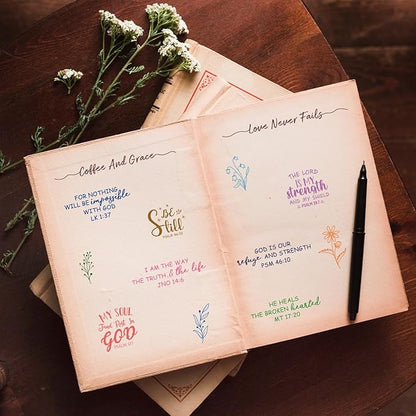 Whaline 4 Sheet Bible Verse Words Clear Stamps Christian God Jesus Silicone Transparent Stamps Border Stamp Cards for DIY Craft Card Making Scrapbooking Embossing Album Decor