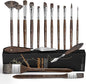 Oil Paint Brush Set, 15Pcs Fuumuui Professional Paint Brushes Natural Badger Bristle with Flat, Fan, Angle, Round, Filbert for Oil, Acrylic Canvas Paintings with 2pc Palette Knife