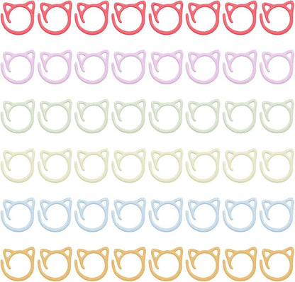 MBAIYO 48pcs Cat Stitch Markers for Crocheting, Cat Metal Crochet Stitch Marker Ring Multicolor Knitting Stitchs Markers Spiral Crochet Stitchs Marker Set for DIY Weaving Knitting Sewing Tools