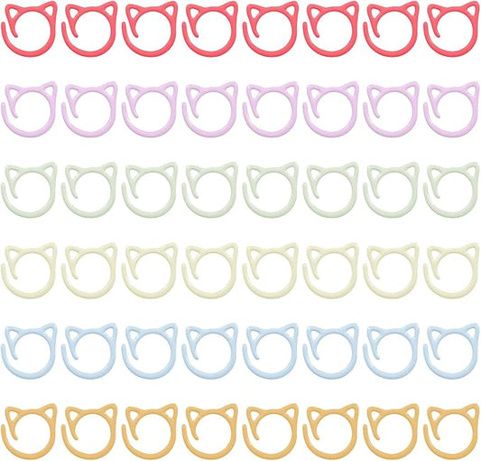 MBAIYO 48pcs Cat Stitch Markers for Crocheting, Cat Metal Crochet Stitch Marker Ring Multicolor Knitting Stitchs Markers Spiral Crochet Stitchs Marker Set for DIY Weaving Knitting Sewing Tools