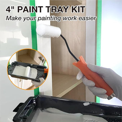4-inch Paint Roller Tray Set, 15-Pack Painting Tool Kit - 11 Paint Tray & Liners, Foam & Microfiber Paint Roller, Roller Frame, Paint Brush for Painting Wall, DIY Project