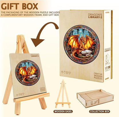 Wooden Puzzles for Adults, Dragon Wooden Puzzle,Magic Wooden Jigsaw Puzzles, Gifts for Family or Friends for Any Holiday.(13.4 * 13.4 in 300pcs)