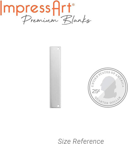 ImpressArt - Premium Metal Stamping Rectangle Blanks for Metal Stamping and Jewelry Making (24 Pack) (1/4" x 1 1/2" Rectangle w/Holes, Aluminum)