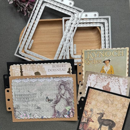 Rectangle Lace Loose-Leaf Cutting Dies, Backgrounds Frame Die Cuts Metal Stencils Scrapbooking Tools DIY Craft Carbon Steel Embossing Template for Paper Card Making Album Arts Crafts Supplies