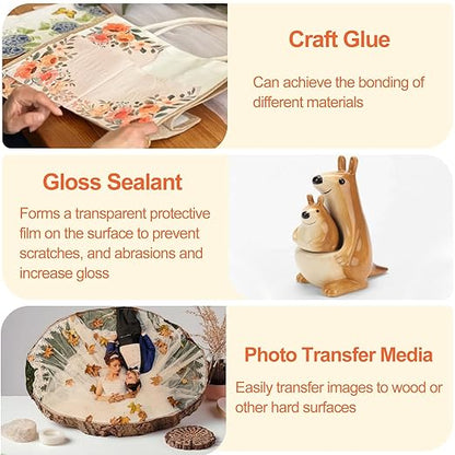 Crafts Sealer Gloss Finish, 200ml All Purpose Craft Glue, Varnish, and Finish, All in One Craft Glue for Wood, Paper, Acrylic Paints, Ceramics, Fabrics, Clay (Gloss)