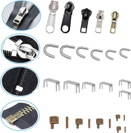 265pcs Zipper Repair Kit, Zipper Pull Replacement with Instant Pliers for Luggage, Coats, Jackets,Tents, Backpacks(All-in-One)