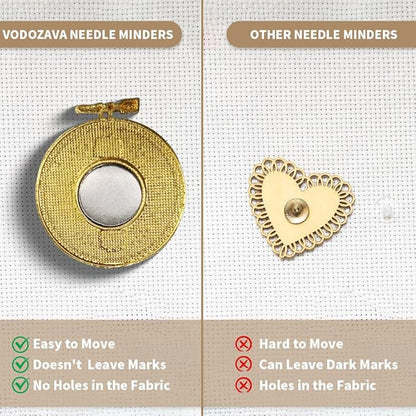 Needle Minder Magnet, Magnetic Needle Minder, Needle Minders Magnetic Cross Stitch Accessories, Magnetic Needle Holder, Life Tree, Butterfly, Cats, Owl, Heart (Gold)