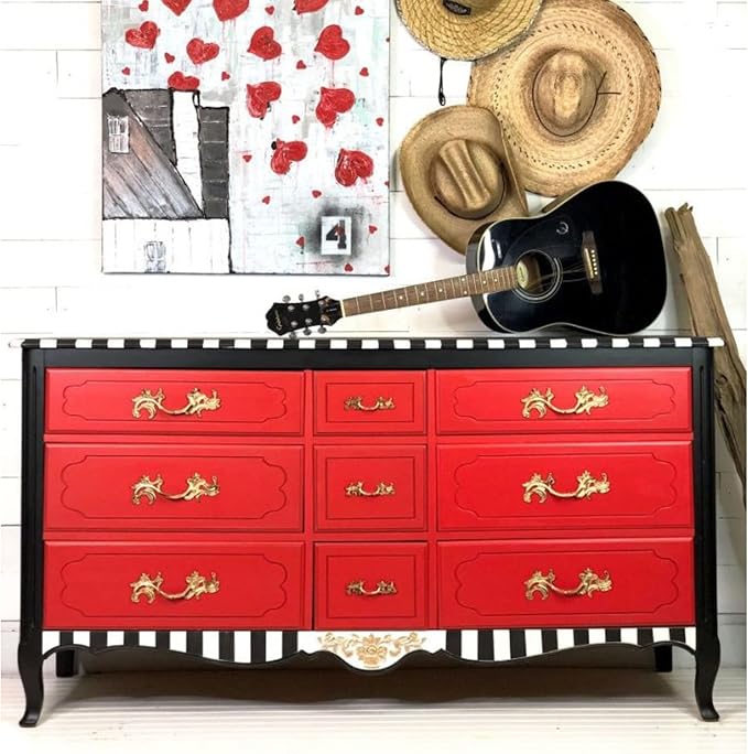 Dixie Belle Paint Company Chalk Finish Furniture Paint - Honky Tonk Red (16oz) - Matte True Red Chic Chalk Mineral DIY Furniture Paint