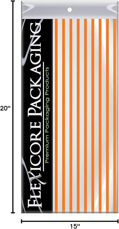 Flexicore Packaging Orange Pin Stripe Print Gift Wrap Tissue Paper Size: 15 Inch X 20 Inch | Count: 100 Sheets | Color: Orange Pin Stripe