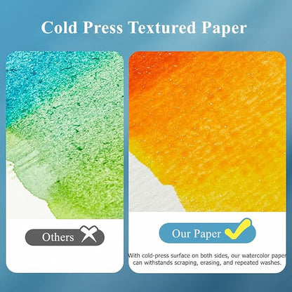 FEITAKE Watercolor Sketchbook 9"x12" Watercolor Paper Pad 100% Cotton/Cold Pressed /140lb (300gsm)/ Acid Free Artist Grade Water Color Art Drawing & Painting Paper -20 Sheets Pack