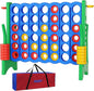 Jumbo 4 in a Row Game Set,4FT Giant Game Set with Carry Bag&44 Pieces Rings&Cup Holder,Indoor/Outdoor Yard Game for Kids & Adults-Fun Family&Party Game-Boosts Brain Power (Blue&Green)