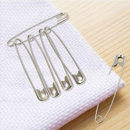 3Inch Extra Large Safety Pins - 100Pcs Heavy Duty Silver Nickel-Plated Steel - Bulk for Sewing, Crafts, Clothing, Decor & Clips