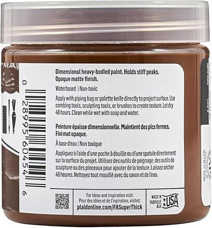 FolkArt Super Thick Acrylic Paint with a Textured Finish, Brown, 4 oz