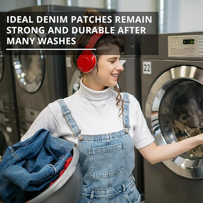 HTVRONT Iron on Patches for Clothes, 3"x60" Iron on Patches for Jeans, Jean Patches,Black Denim Patches for Inside Jeans & Clothing Repair