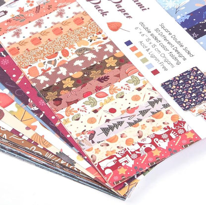 Origami Paper Kit 100 Sheets 70GSM 6 Inch Square Double Sided Color 100 Vivid Solid Colors for Hand Crafts Origami Paper Arts Creativity. Season