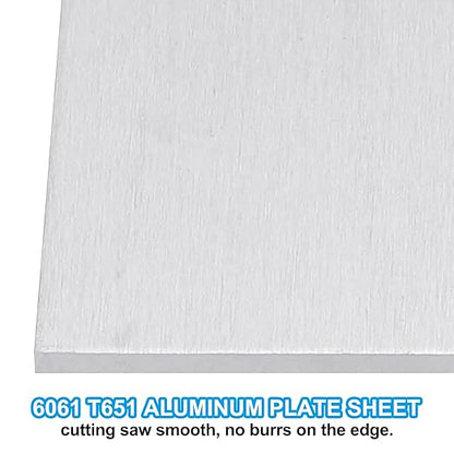 PATIKIL 6061 T651 Aluminum Sheet Metal 12 x 8 x 1/8(0.125") Inch 2Pcs Flat Plain Aluminum Plate Covered Stock with Protective Film, Heat Rectangle 3MM for Lndustry Crafting