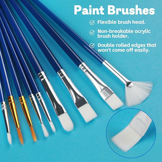 Paint Brushes Set, 20 Sizes Different Kids Painting Brushes Acrylic Paint Brush Set, Paint Brushes Bulk for Nail, Face Art, Craft, Rock Painting and School Project
