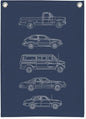 Boy Room Decor,Cars Room Decor for Boys,Vintage Car Decor Linen Canvas Banner,Navy Blue Wall Hanging Pennant Flag for Boys Kids Bedroom Dorm Nursery 18x25 Inch