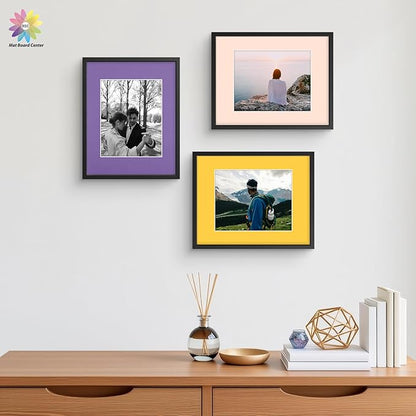 Mat Board Center, Pack of 10, 11x14 for 8x10 Mix Color Mat Kit - Acid Free, 4-ply Thickness, White Core - Includes Backing Boards and Clear Bags - for Pictures, Photos, Framing