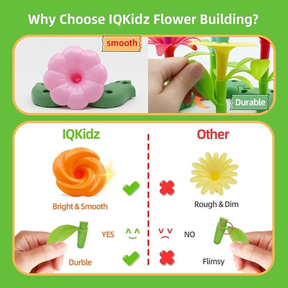 3-6 Years Old Toddler Toys - Flower Garden Building Toy with Insect Pegs, Educational Activity Gifts for Girls Preschool-Kindergarten, 153Pcs STEM Stacking Pretend Play Set