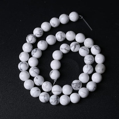 45pcs 8mm AAA Natural Stone Beads White Howlite Turquoises Round Loose Beads for Jewelry Making DIY Bracelet (White Howlite Turquoises, 8mm)