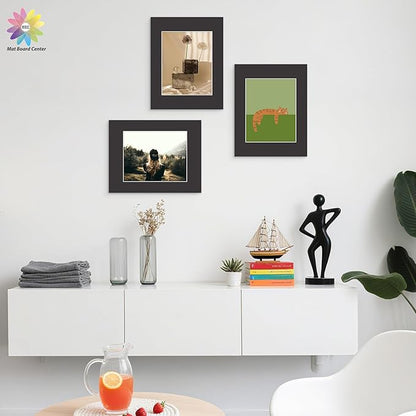 Mat Board Center, Pack of 25, 11x14 for 8x10 Black Mats - Acid Free, 4-ply Thickness, White Core - for Pictures, Photos, Framing