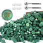 Yoption 360Pcs Metallic Green Sealing Wax Beads, Hexagon Wax Seal Beads with 4Pcs Tea Candles and 2 Melting Spoons for Wedding Invitations, Wine Packaging, Gift Wrap, Envelopes