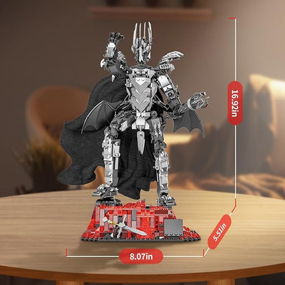 Dark Lord Building Set with Light Magma Base, Creative Demon Mech Display Model, Compatible with Lego Adults, STEM Christmas Birthday Gift Toy for Kids Boys 8-14 (879 PCS)