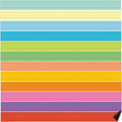 Faccito 12 Pieces Large Magnetic Sentence Strips 3 x 36 inch Dry Erase Sentence Strips Jumbo Multicolor Magnetic Handwriting Paper with Lines for Teacher Whiteboard Classroom School Supplies