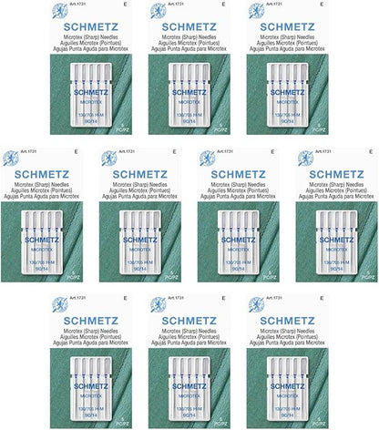 SCHMETZ Microtex Sharp Sewing Machine Needles - Quilting & Topstitching Supplies, Size 90/14, 5-Needle Card, Pack of 10