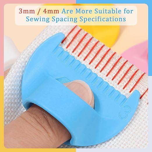 2 PCS 3mm Edge Lock Seam Guide, Mini Sewing Finger Ruler for Hand Sewing, DIY Sewing Kit Tool, Sewing Needle Gauge Measuring Guide, Blue