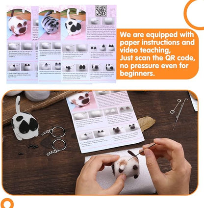 Mayboos Needle Felting Kit,3 Pieces Making Wool Needle Felting Starter Kit with Instruction,Felting Foam Mat and DIY Needle Felting Supply for DIY Craft Animal Home Decoration