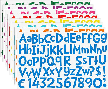TaoBary 544 Pcs 2 Inch 16 Sheets Large Letter Stickers, Upper and Lower Case, Adhesive Vinyl Alphabet Sticker for Bulletin Board, Poster, Bottle, DIY, Notebook(Colorful,2 Inch)