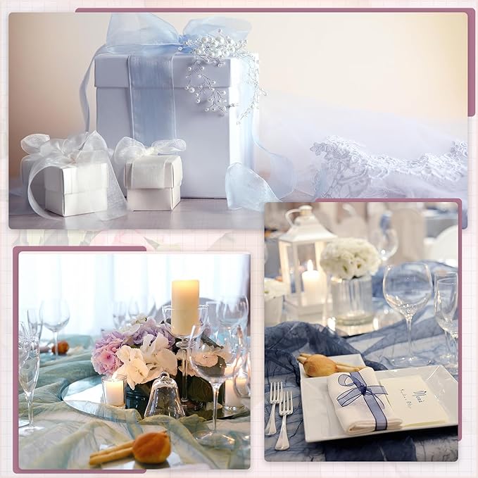 MECCANIXITY Iridescent Sheer Organza Fabric, 2 Yards x 59 Inches Solid Holographic Shiny Fabric Organza Cloth for Wedding, Curtains, Costume, Photo Background, Light Purple