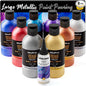 Nicpro 8 Colors 8.45oz Metallic Acrylic Pour Paint Supplies Kit, Large Volume Ready to Pour Premixed High Flow Pouring Paint Set with Silicone Pouring Oil, Gloves, Instructions for Beginner DIY