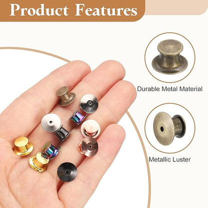 uxcell 40Pcs Metal Locking Pin Backs, Pin Keepers Locking Clasp Flat Head Clamp Needle Back Lock for DIY Brooch Crafts Badges Enamel Lapel, Bronze