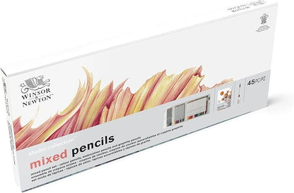 Winsor & Newton Studio Collection Artist Pencils, Mixed Pencil Box Set, 45 piece