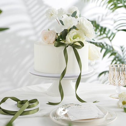 HUIHUANG Moss Green Satin Ribbon 1/2 inch X 50 Yards Continuous, Green Double-Faced Satin Ribbon for Gift Wrapping, Bows, DIY Crafts, Flower Bouquet, Wedding Bridal Shower Decor