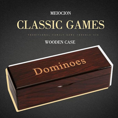 Double 6 Dominoes Gift Set 28 Tiles with Spinner in Wooden Box