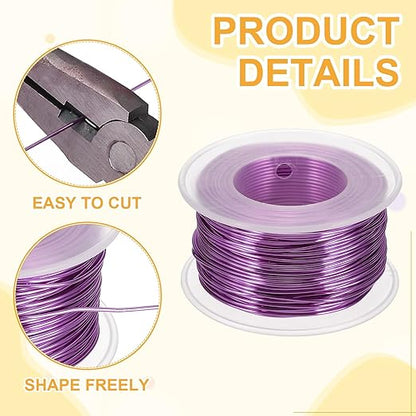 uxcell 18 Gauge / 1mm Anodized Aluminum Wire for Jewelry Craft Making, 102 Feet Bendable Flexible Wire for DIY Home Decor Gardening Sculpture, Purple